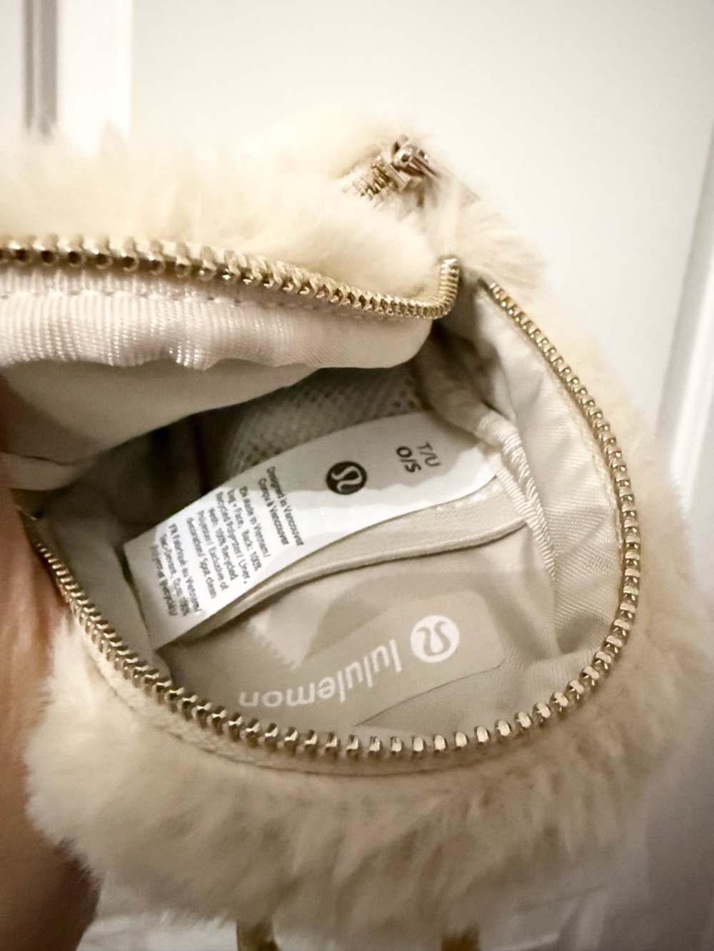 lululemon athletica Cream Faux Fur Mini Backpack Key Pouch - Picture 6 of 6